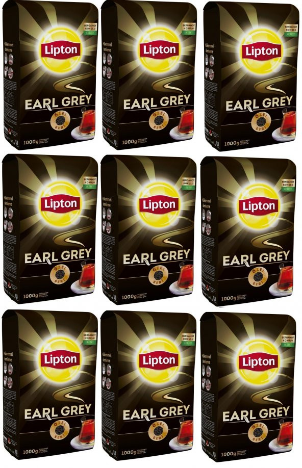 Lipton Earl Grey Bergamot Aromalı Siyah Çay 1000 gr (9 Paket)