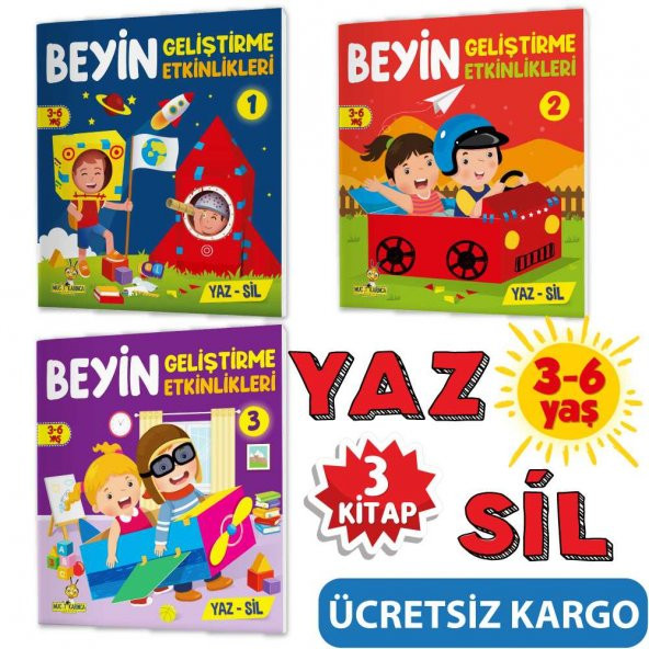 Beyin Geliştirme Etkinlikleri YAZ-SİL Kitaplar 3-6 Yaş