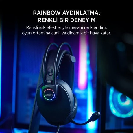 James Donkey 713 Rainbow 7.1 Siyah Gaming Kulaklık Siyah - Resim 4