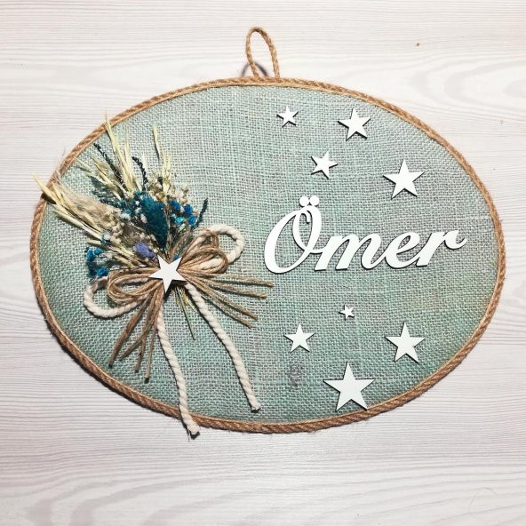 Lora Davet Erkek Bebek odası kapı süsü, Hastane kapı süsü, Duvar süsü, İsim tabelası, Bebek çelengi (1 Adet) Mavi - 36010 - 2