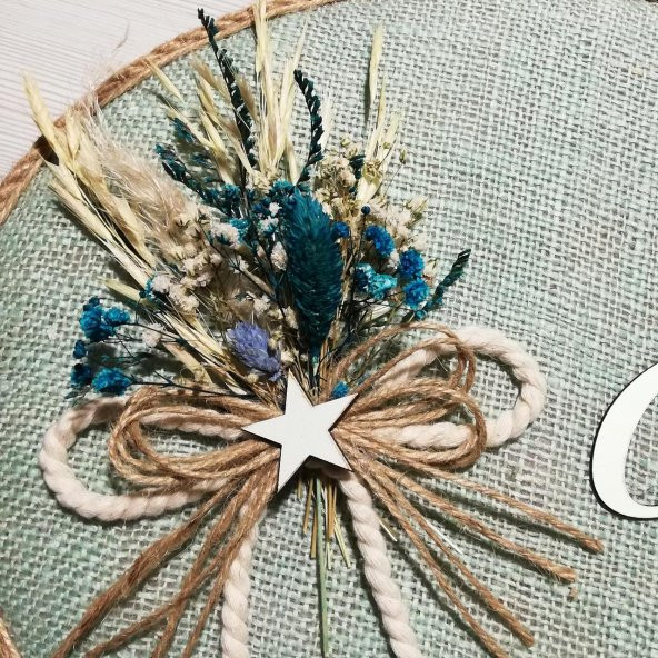 Lora Davet Erkek Bebek odası kapı süsü, Hastane kapı süsü, Duvar süsü, İsim tabelası, Bebek çelengi (1 Adet) Mavi - 36010 - 3