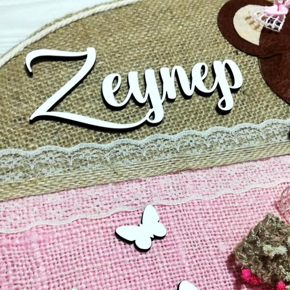 Lora Davet Kız Bebek odası kapı süsü, Hastane kapı süsü, Duvar süsü (1 Adet) Pembe - 36019 - 3