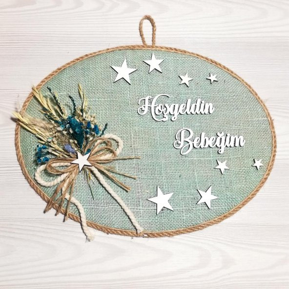 Lora Davet Erkek Bebek odası kapı süsü, Hastane kapı süsü, Duvar süsü, İsim tabelası, Bebek çelengi (1 Adet) Mavi - 36010