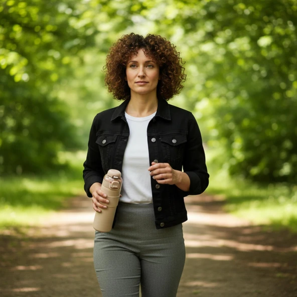 Paslanmaz Çelik Termos 700 ml-Tektuşla Açılır Çift Kullanımlı Kapak - Resim 10