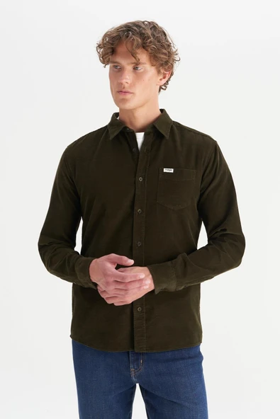 Erkek Kadife Gömlek Ivy Green Ivy Green XXL - Resim 4