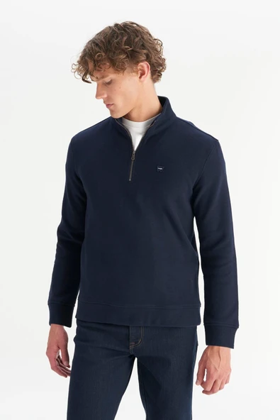 Erkek Half  Zip Sweatshirt Navy Navy M ürün görseli 1