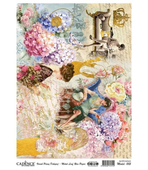 Cadence Desenli Altın Varak Pirinç Dekoapaj Kağıdı - Model 005 ürün görseli 1