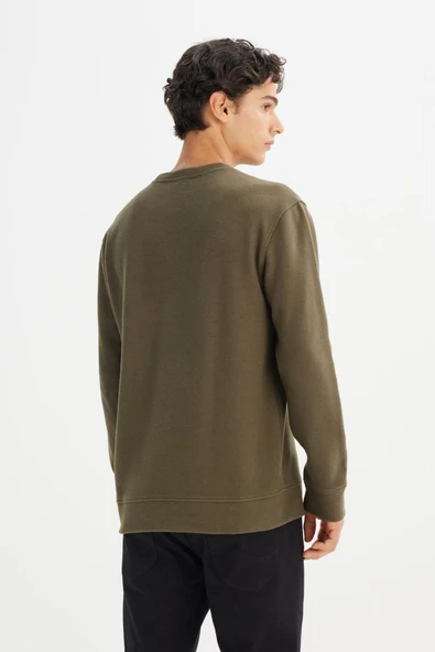 Erkek Selanik Sweatshirt Khaki Khaki XXL - Resim 2