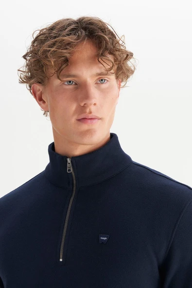 Erkek Half  Zip Sweatshirt Navy Navy M - Resim 5