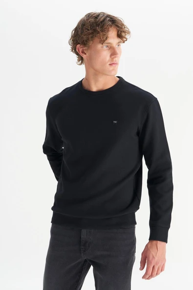 Erkek Selanik Sweatshirt Black Black XL - Resim 4
