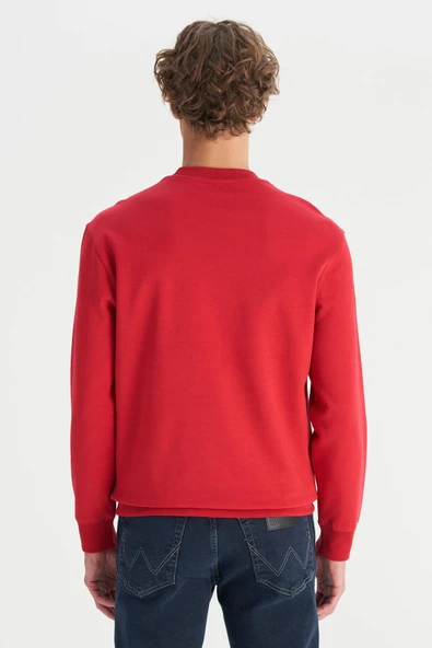Erkek Patch Logo Sweatshirt Red Red S - Resim 2
