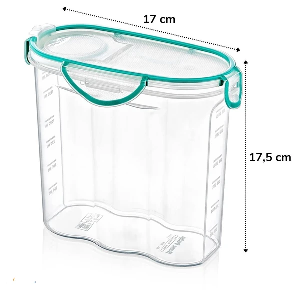 Kilitli Kapaklı Contalı Hava,Su Sıvı Geçirmez 1,7 Litre Erzak Saklama Kabı-SA585 (2818) - Resim 4