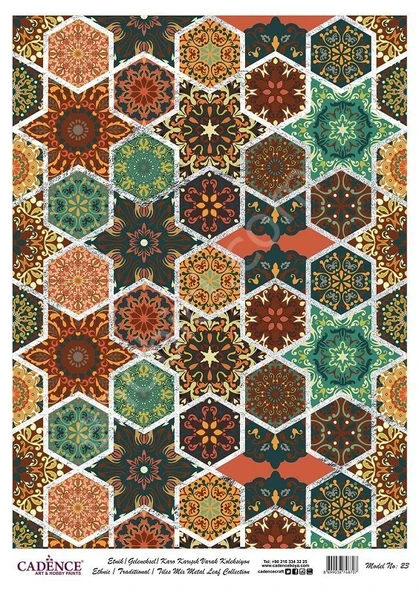 Cadence Desenli Gümüş Varak Pirinç Dekoapaj Kağıdı - Model 023 ürün görseli 1