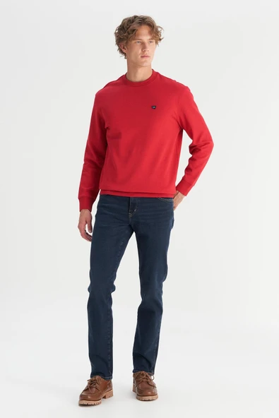 Erkek Patch Logo Sweatshirt Red Red S - Resim 3