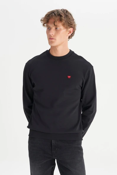 Erkek Patch Logo Sweatshirt Black Black XL ürün görseli 1
