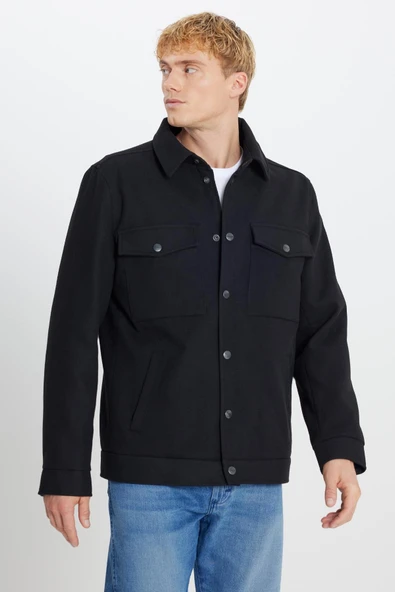 Erkek İnce Ceket Black Black L - Resim 3