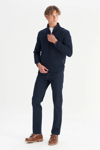 Erkek Half  Zip Sweatshirt Navy Navy M - Resim 3