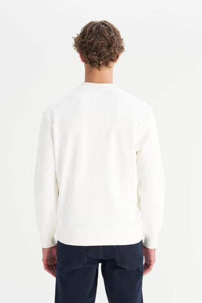 Erkek Patch Logo Sweatshirt Worn White Worn White M - Resim 2