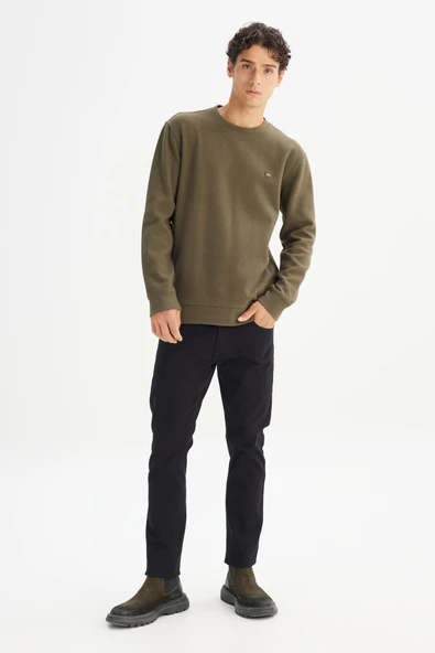 Erkek Selanik Sweatshirt Khaki Khaki XXL - Resim 3