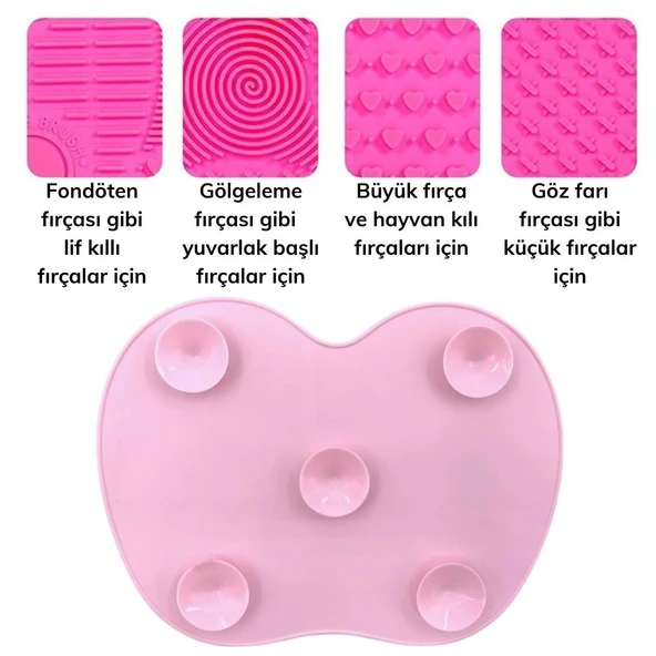 Pratik Kolay Makyaj Fırçası Temizleme Matı Aparatı Aleti Küçük (2818) - Resim 2