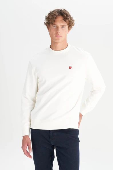 Erkek Patch Logo Sweatshirt Worn White Worn White M ürün görseli 1