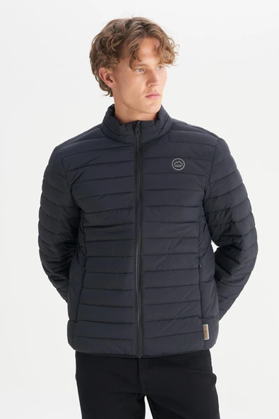 Erkek İnce Şişme Mont Black Black S - Resim 4