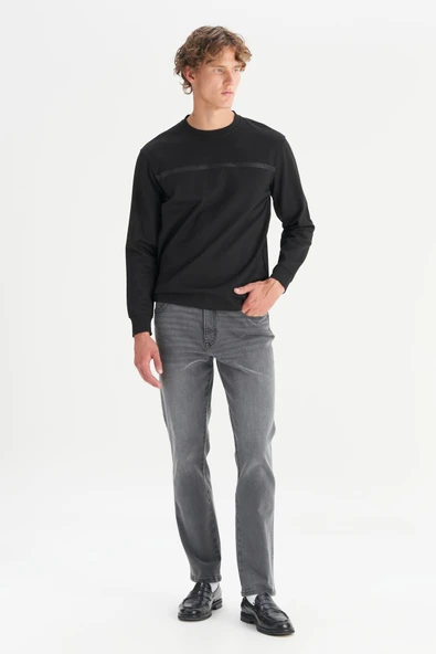 Erkek Interlock Sweatshirt Black Black M - Resim 3