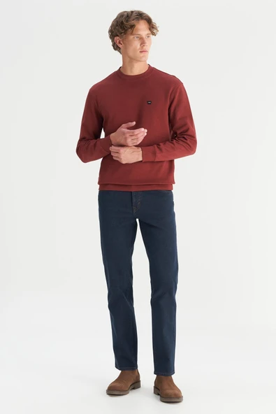 Erkek Patch Logo Sweatshirt FiredBrick FiredBrick XL - Resim 3