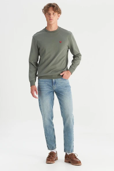 Erkek Patch Logo Sweatshirt Khaki Khaki S - Resim 3
