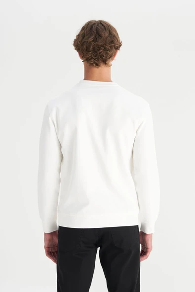 Erkek Interlock Sweatshirt White White XL - Resim 2