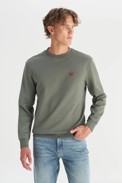 Erkek Patch Logo Sweatshirt Khaki Khaki S ürün görseli 1