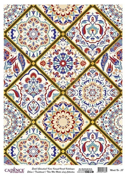 Cadence Desenli Altın Varak Pirinç Dekoapaj Kağıdı - Model 038 ürün görseli 1