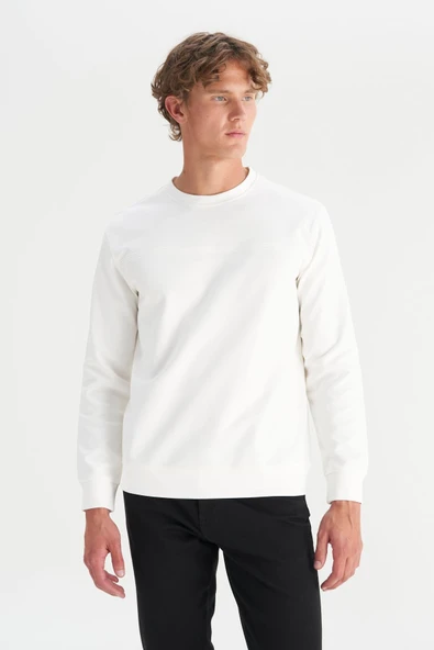 Erkek Interlock Sweatshirt White White M - Resim 4