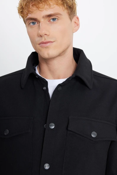 Erkek İnce Ceket Black Black L - Resim 5