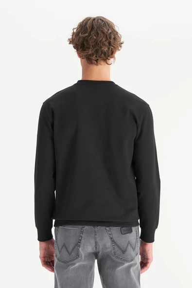 Erkek Interlock Sweatshirt Black Black L - Resim 2