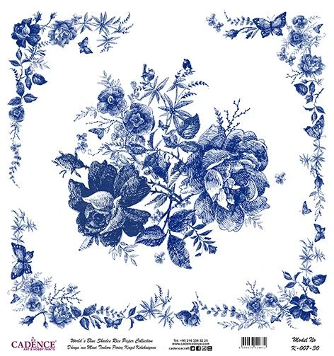 Dünyanın Mavi Tonları Pirinç Dekopaj Kağıdı - K-007 ürün görseli 1