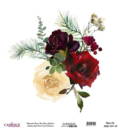 Sulu Boya Çiçek Pirinç Dekopaj Kağıdı - WFC-007 ürün görseli 1