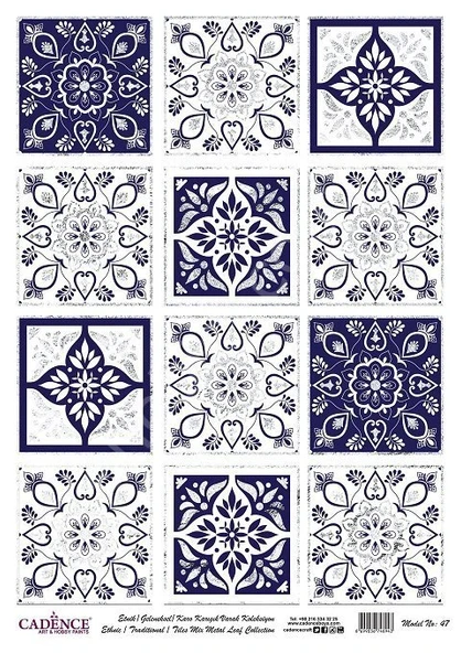 Cadence Desenli Gümüş Varak Pirinç Dekoapaj Kağıdı - Model 047 ürün görseli 1