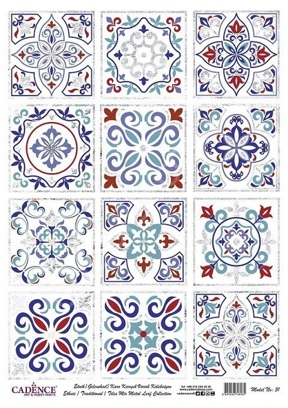 Cadence Desenli Gümüş Varak Pirinç Dekoapaj Kağıdı - Model 051 ürün görseli 1