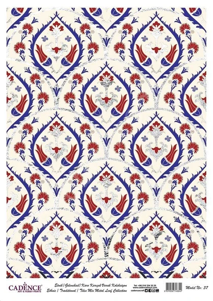 Cadence Desenli Gümüş Varak Pirinç Dekoapaj Kağıdı - Model 037 ürün görseli 1