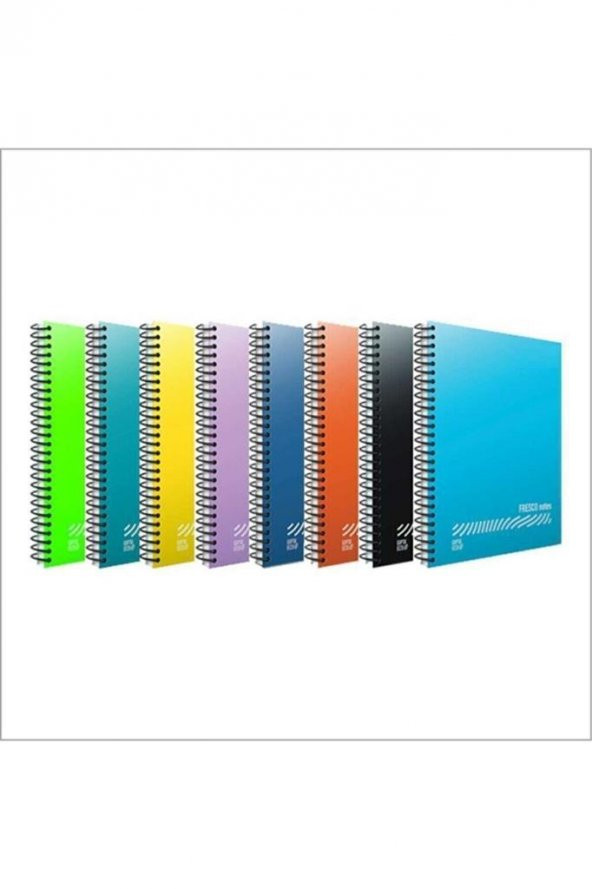 Gıpta Fresco Spiralli Düz Plastik Defter A4 96 YP Kareli (1 paket 12 adet)4936