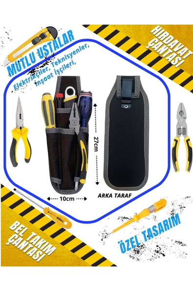 Bel Tipi Alet Çantası Hırdavat Çantası Bez Takım Çantası Kemer Klipsli, Ustalar ve Teknisyenler - Resim 5