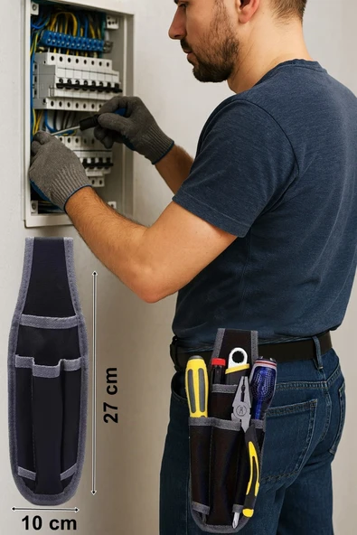 Bel Tipi Alet Çantası Hırdavat Çantası Bez Takım Çantası Kemer Klipsli, Ustalar ve Teknisyenler - Resim 3