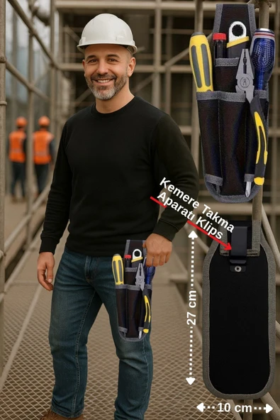 Bel Tipi Alet Çantası Hırdavat Çantası Bez Takım Çantası Kemer Klipsli, Ustalar ve Teknisyenler ürün görseli 1