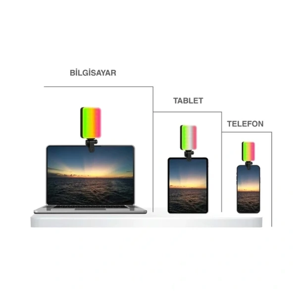 Clip-Fill Taşınabilir Mini RGB Led Selfie Işığı - Resim 3
