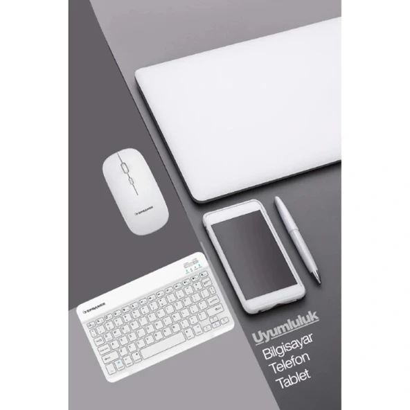 Beyaz Kablosuz Klavye Ve Mouse Seti - Resim 5