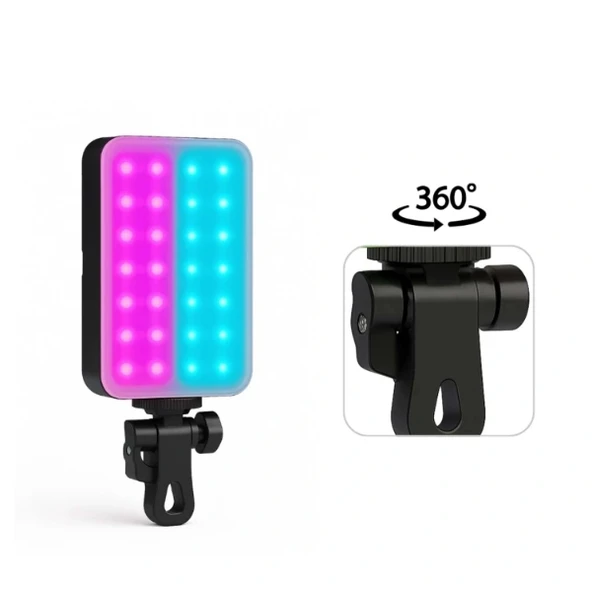 Clip-Fill Taşınabilir Mini RGB Led Selfie Işığı - Resim 4