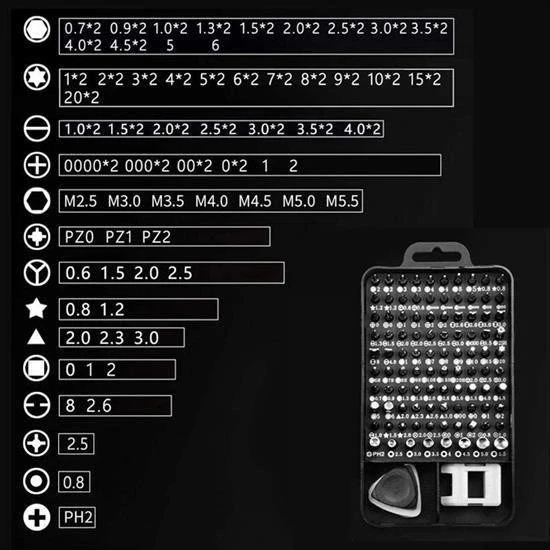 BUFFER® 115 in 1 Hassas Tornavida Onarım Alet Manyetik Sürücü Kitli Elektronik Hassas Tornavida Seti - Resim 3