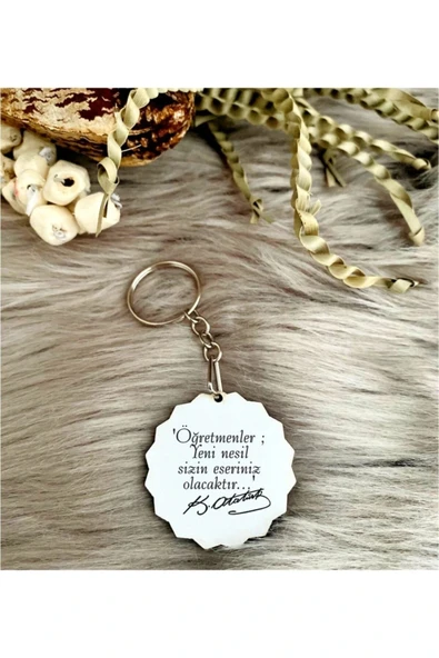 Öğretmenler Günü Baskılı Anahtarlık - Atatürk Imza ürün görseli 1