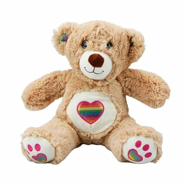 Gökkuşağı Kalpli Peluş Ayı 30 cm.1 Adet Fiyatıdır - 3